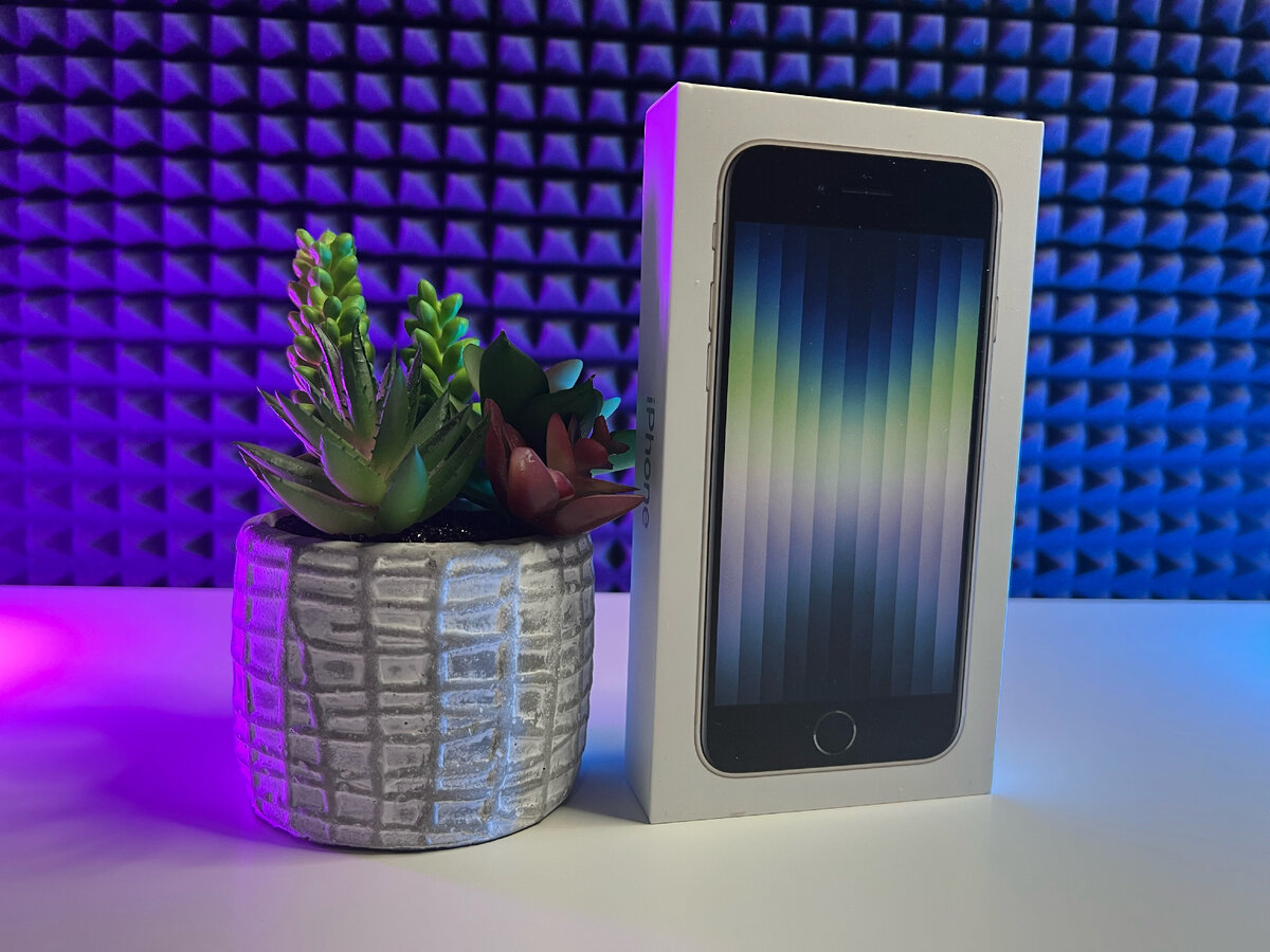 iPhone SE3 2022 цвет Starlight (белый не совсем) передняя часть уже на всех моделях черного цвета