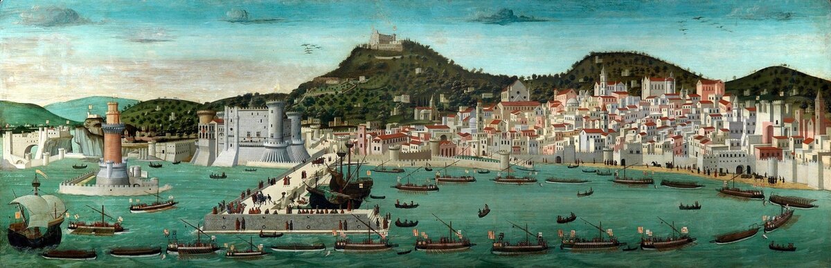 Франческо Россели (1445 – до 1513).  Тавола Строцци (Вид на город Неаполь с моря), 1472 – 1473
