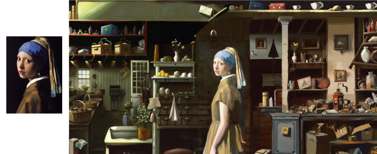 Дорисованная нейросетью «Девушка с жемчужной серёжкой»