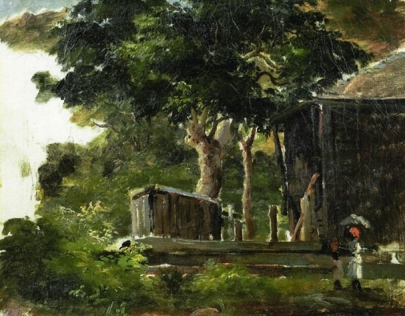 Камиль Писсаро. Пейзаж с домом в лесу, Сан-Тома
