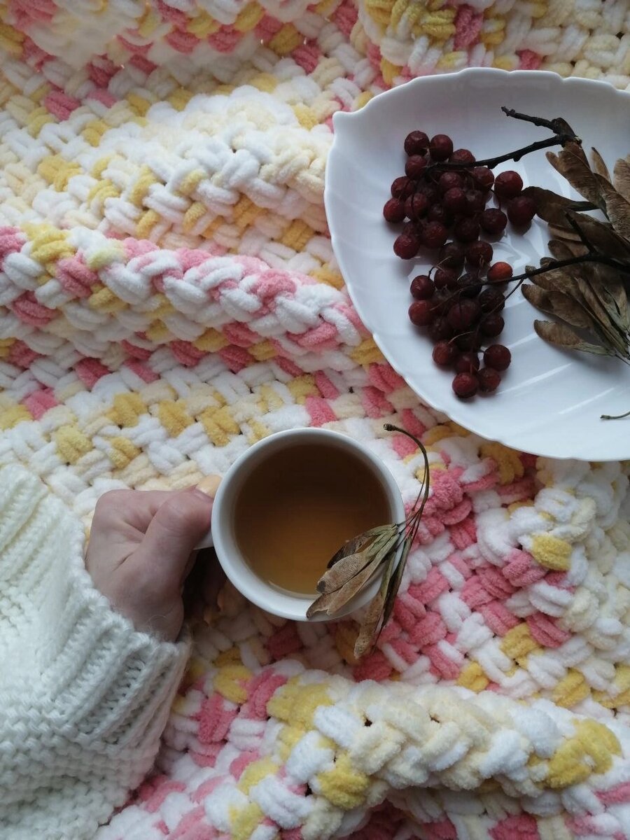 Плед ручной вязки, идеально для новорождённых