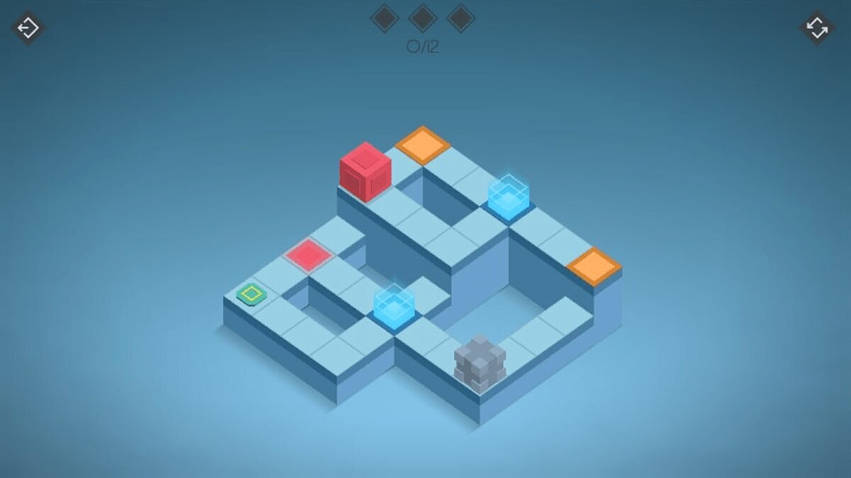 Один из уровней QUBE: красный кубик нужно провести до клетки финиша