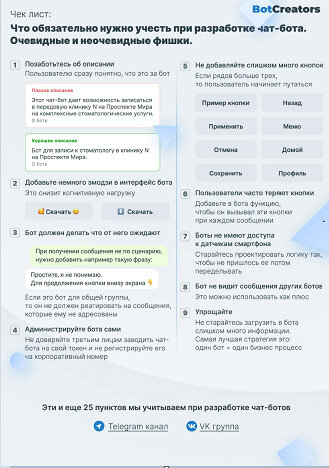 Чек-лист по разработке чат-бота