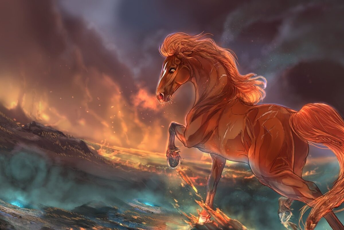 Лошадь 2023 год. Огнегривый конь. Огнегривый конь Славянский гороскоп. Огнегривый конь картинки. Огнегривый скакун.