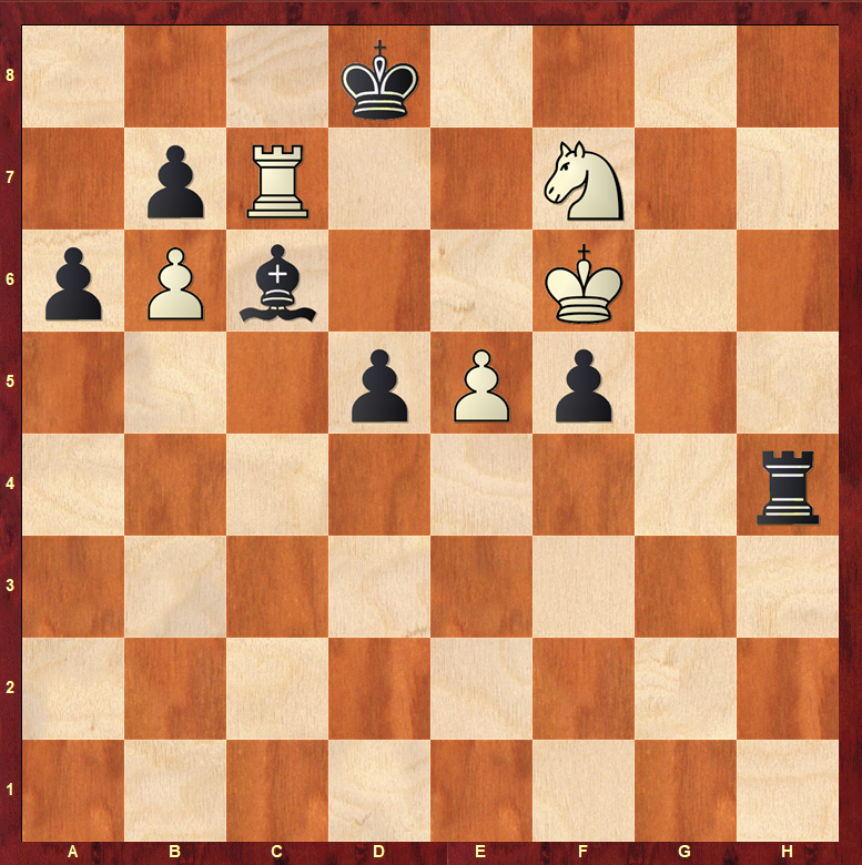 Игравший черными Леко остановил часы, ведь дальнейшее сопротивление бесполезно: белые форсированно ставят мат в несколько ходов (41...Кре8 2.Лс8 Крd7 3Лd8#).