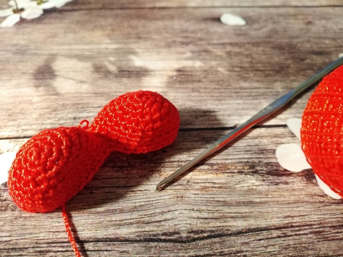 Фото автора. Этап вязания