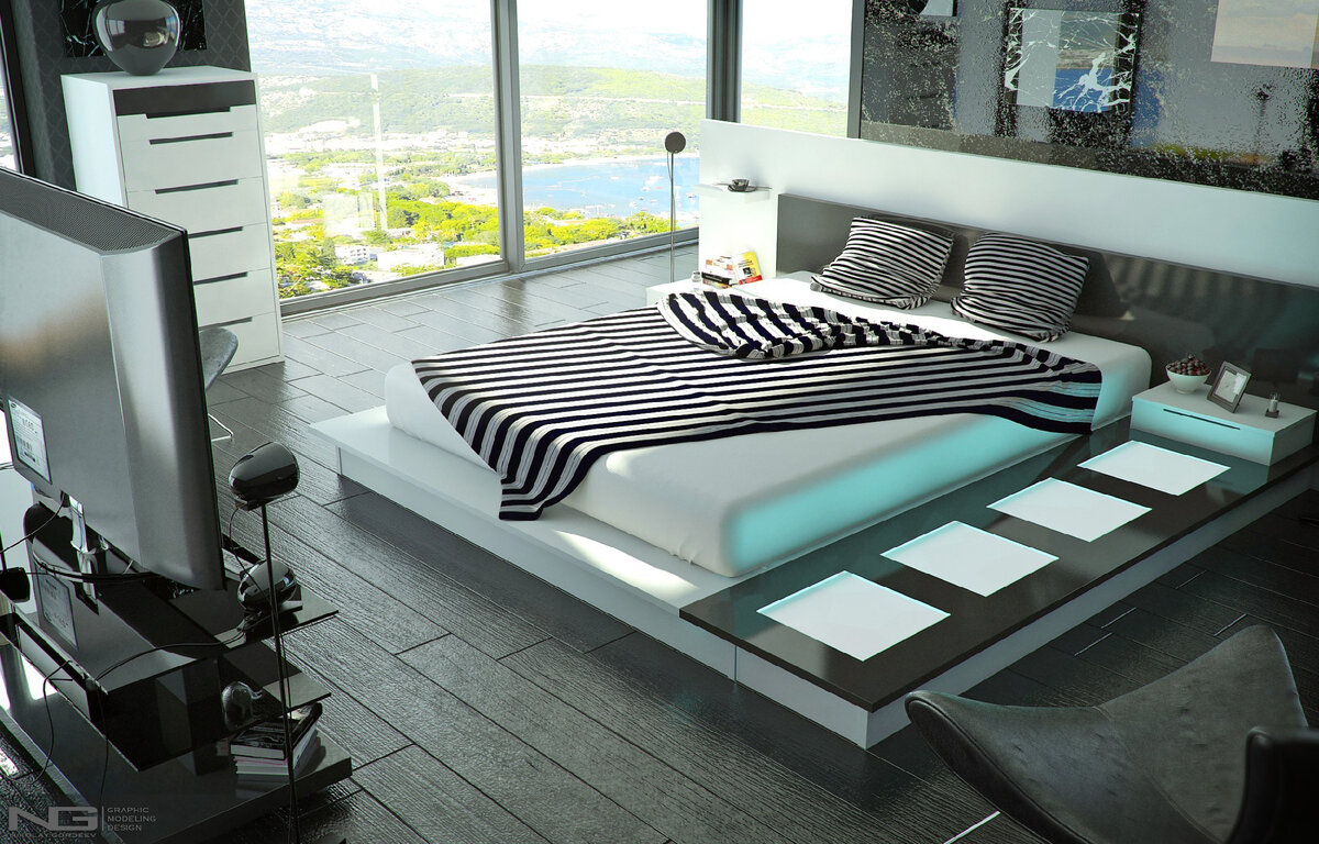 Интерьер квартиры в стиле модерн, варианты дизайна для спальни, прихожей + фото