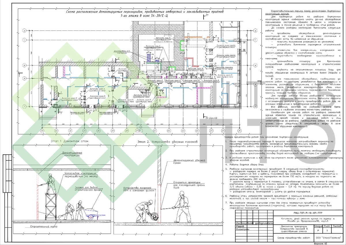 ППР демонтаж перегородок и стен здания в г.Москва. Пример работы. | ШТАБ  ПТО | Разработка ППР, ИД, смет в строительстве | Дзен