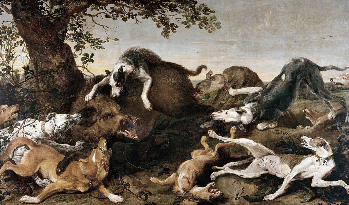 Франк Снейдерс. "Охота на кабана", 1620.