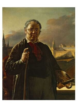 Автопортрет Василия Андреевича Тропинина на фоне Московского Кремля