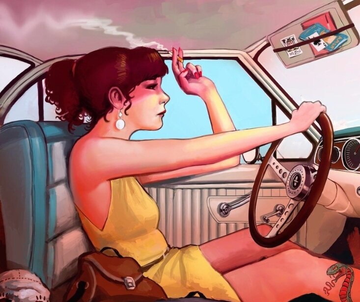 Летела в потоке машин ловко вскуривая , в форточку (взя о из открытого доступа Яндекс картинки) 