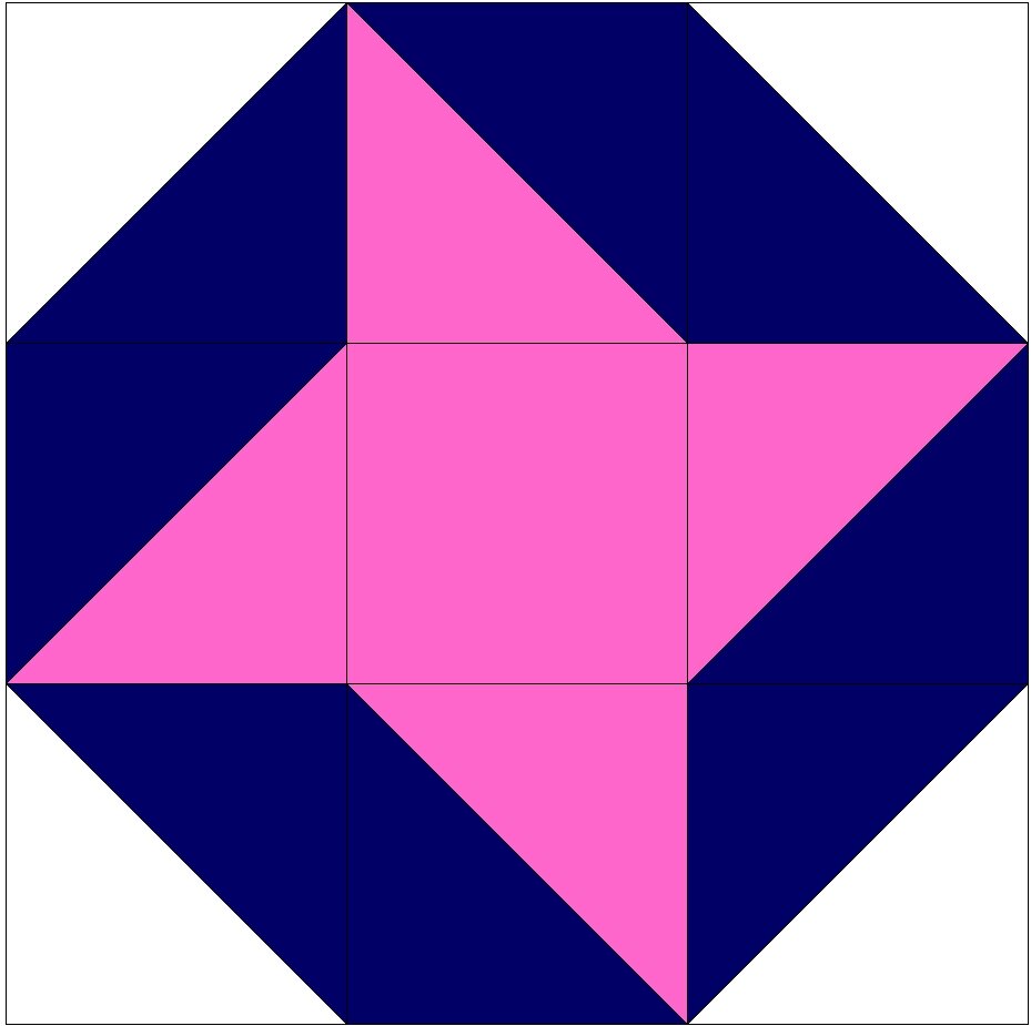 1 Лоскутный узор "звезда" 3х3 квадрата 3 цвета 