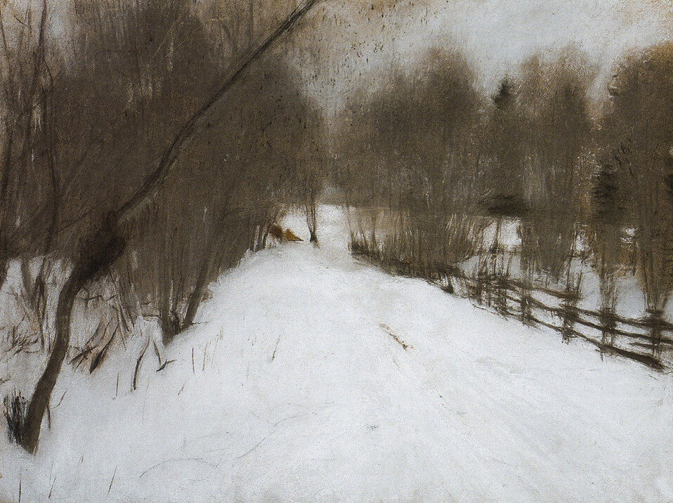 В.Серов. Зимняя дорога в Домотканово.