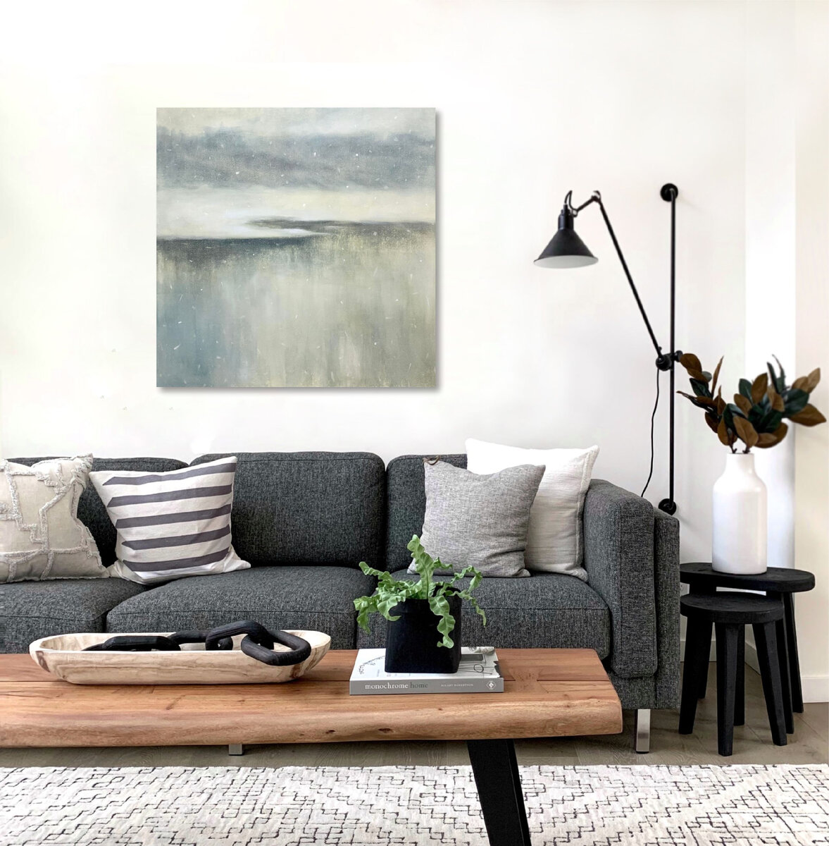 Художник Анастасия Попова. Тонкий лед. Холст, масло. Картина в интерьере гостиной.