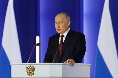    Президент РФ Владимир Путин выступает с ежегодным посланием Федеральному собранию ©Дмитрий Астахов РИА Новости