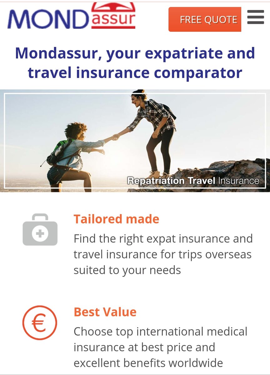 Для оформления полиса перейдите по ссылке, нажмите кнопку Free Quote.