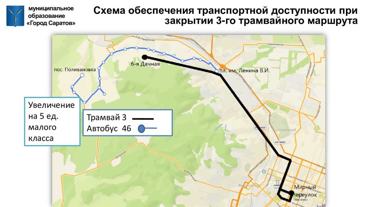 План маршрута скоростного трамвая в саратове
