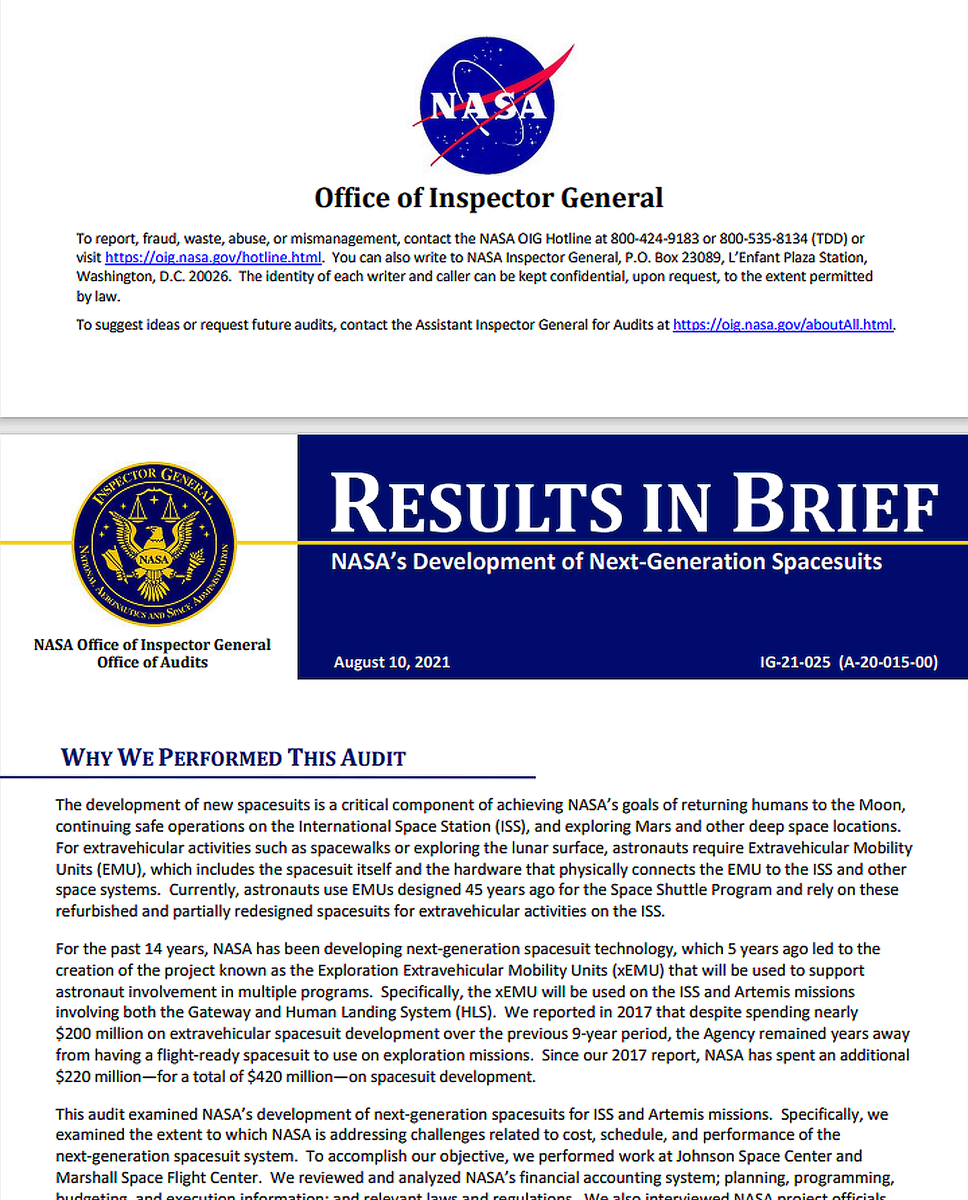 Скриншот из отчета НАСА об финансовой инспекции 