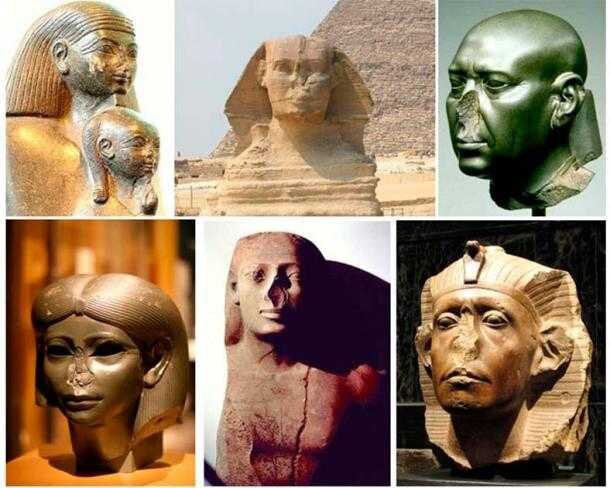 Статуи Древнего Египта с разбитыми носами