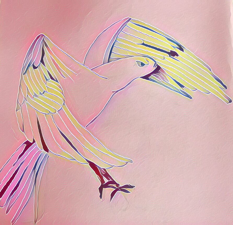 Авторская работа, на которой птица грозно смотрит на вас, думая: «Опять бросил незаконченный проект». Картина обработана в приложении Prisma 