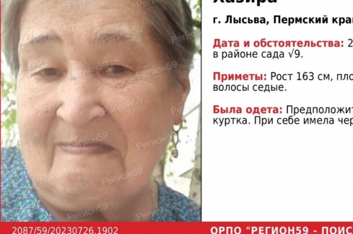    В Пермском крае ушла в лес и пропала 73-летняя жительница Лысьвы