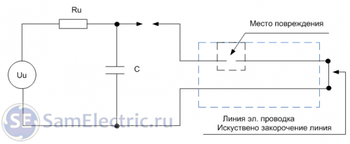 Рис. 2. Схема электрического разрядника с высоковольтным конденсатором 