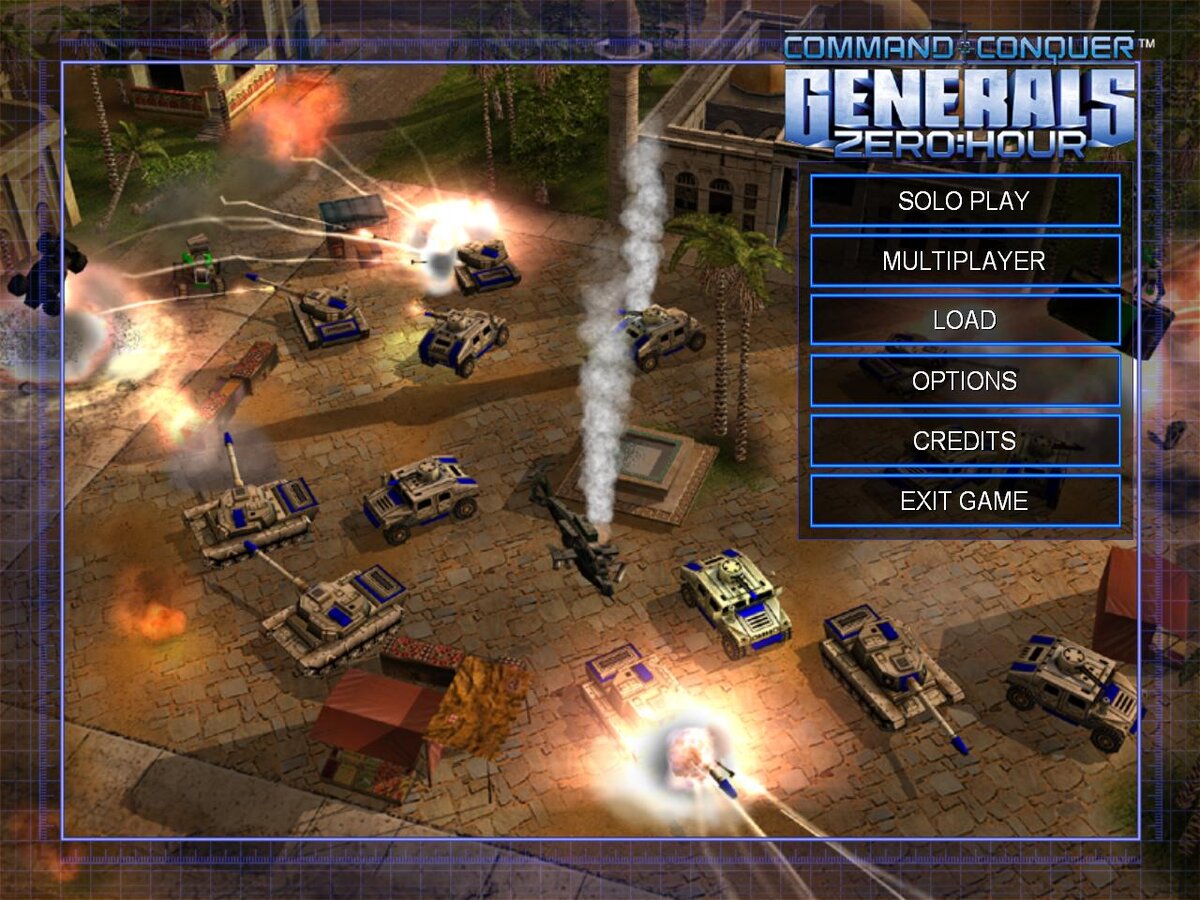 Главное меню игры Command & Conquer: Generals - Zero Hour.