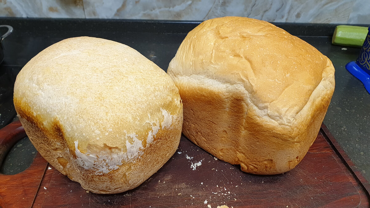  Внешний вид. Слева на закваске левито-мадре, справа на сухих дрожжах.