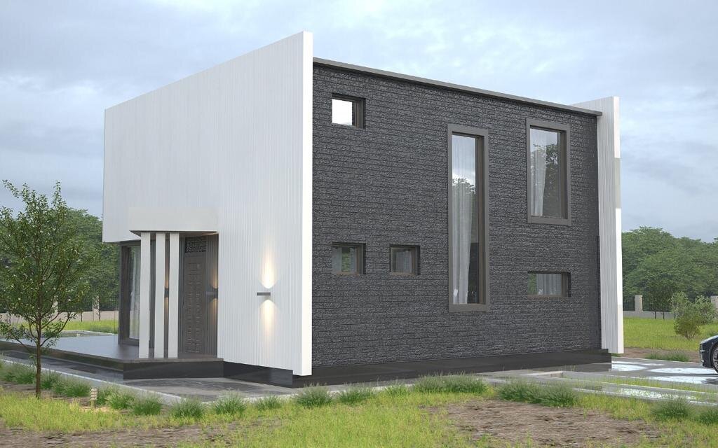 Дом КУБ из газобетона 9х9 м