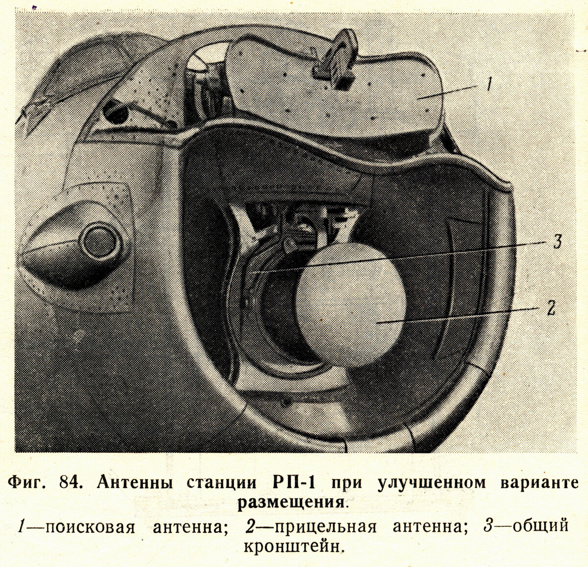 Схема размещения антенн радиолокационной станции РП-1. 