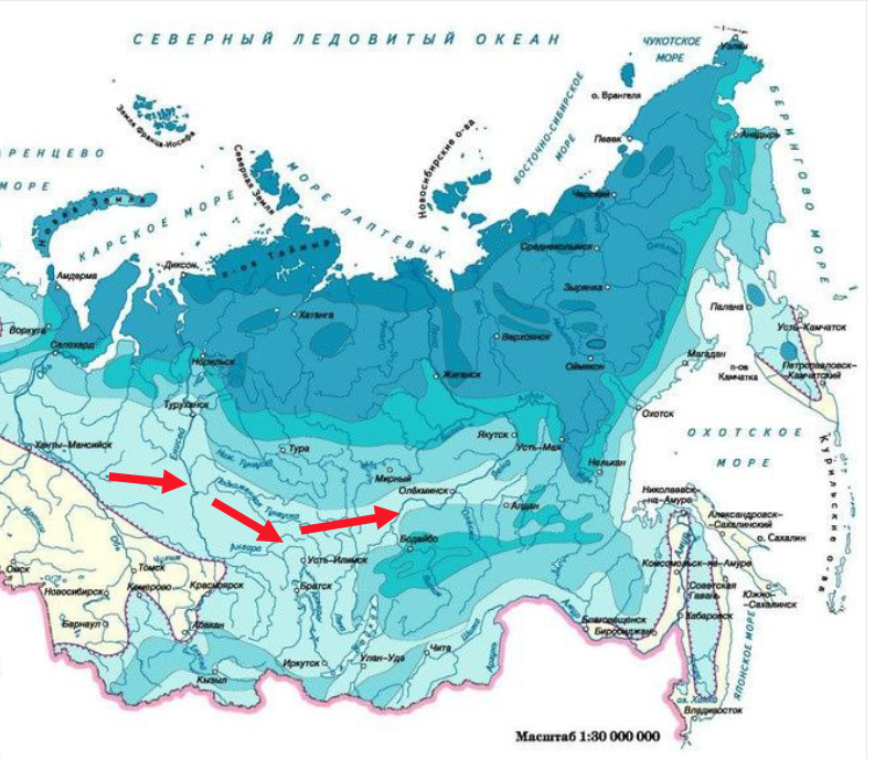 Карта многолетней мерзлоты мерзлоты