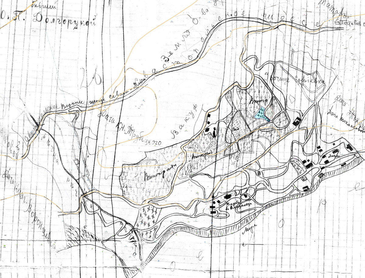 План имения Мисхор с указанием местонахождения кладбища