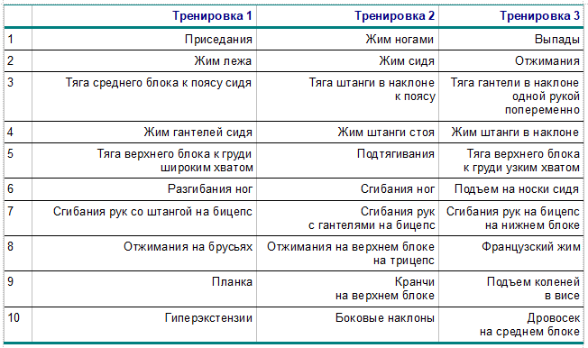 План тренировки фулбади