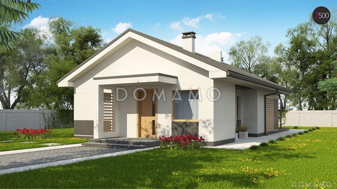 Проект D2858 — дом из газобетона с 2 спальнями