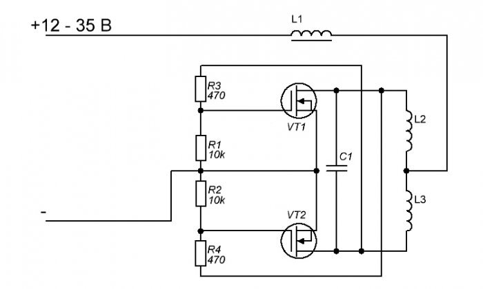 Самодельный индукционный нагреватель по рабочей схеме