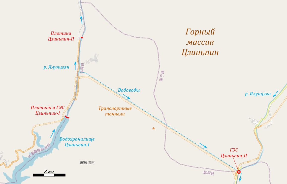 © AdmiralHood / CC BY-SA 4.0 (ГЭС Цзиньпин-I и II, схема)