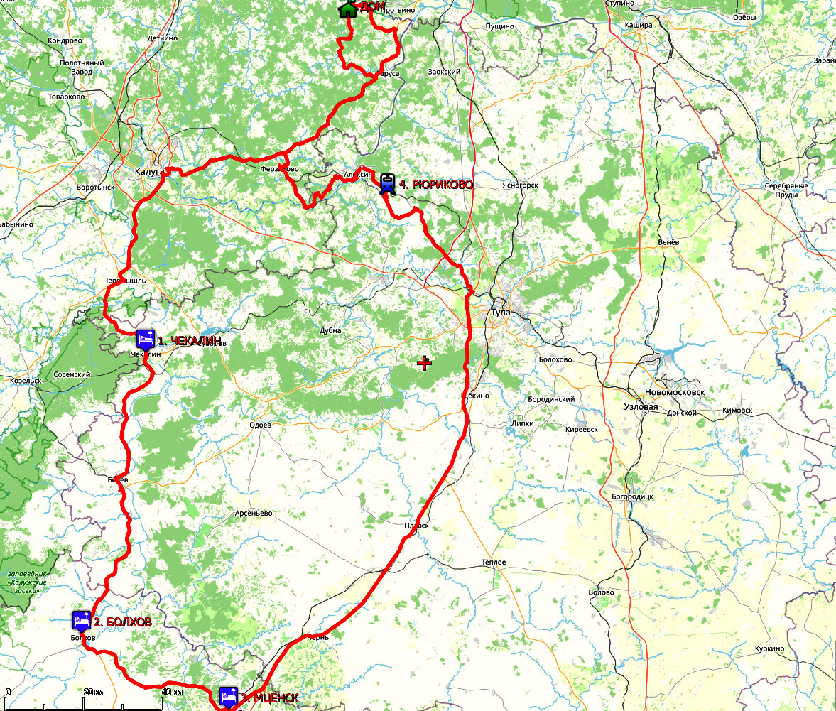 Общая схема маршрута. Рассказываю о завершающем участке Плавск-Рюриково-Ферзиково