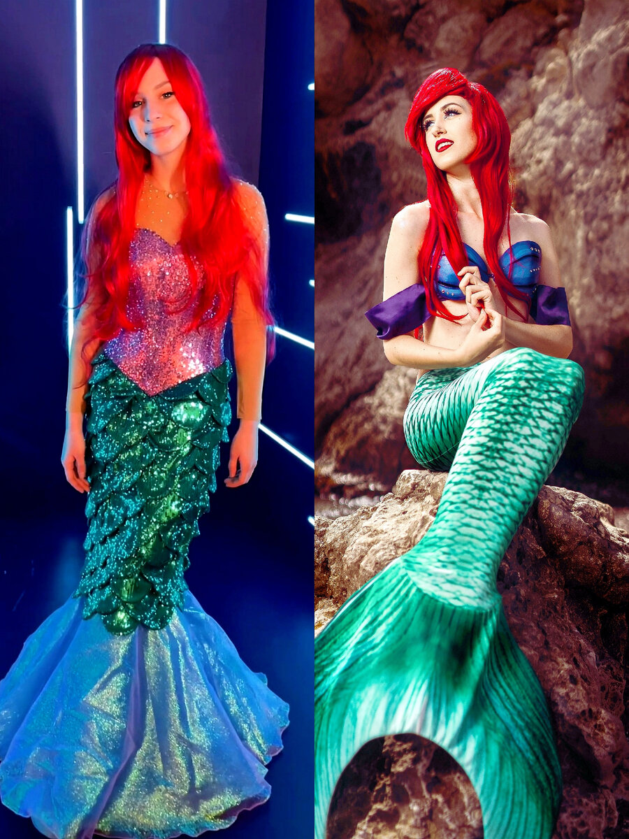 Образ Ариэль: слева аниматор, справа косплеер