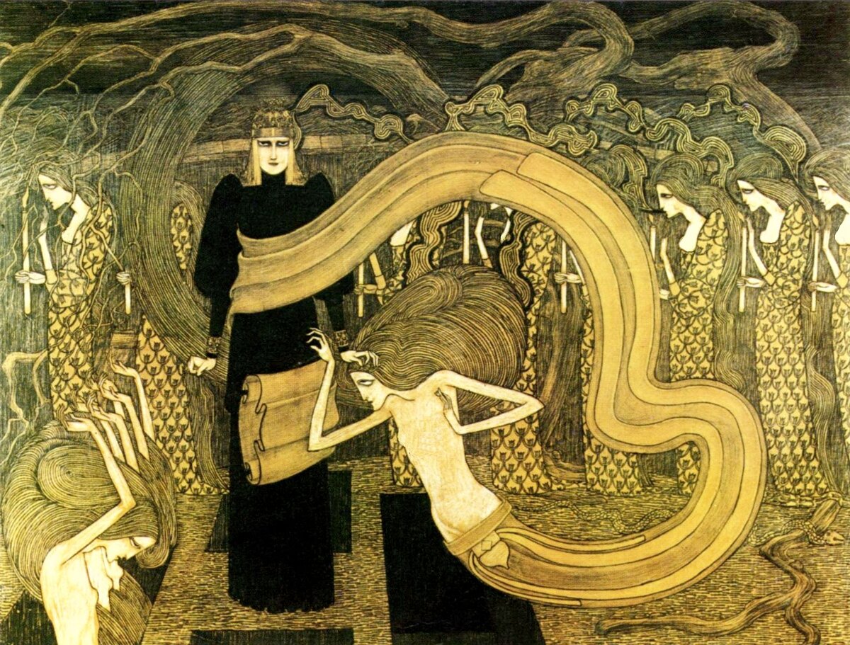 Мифология мотив. Ян Тороп картины. Jan Toorop the three Brides. Ян Тороп Фатум. Ян Тороп осень.