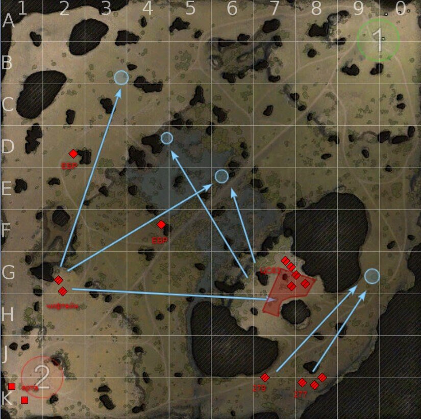 карта Карелия, раскатка при атаке на 1 базу