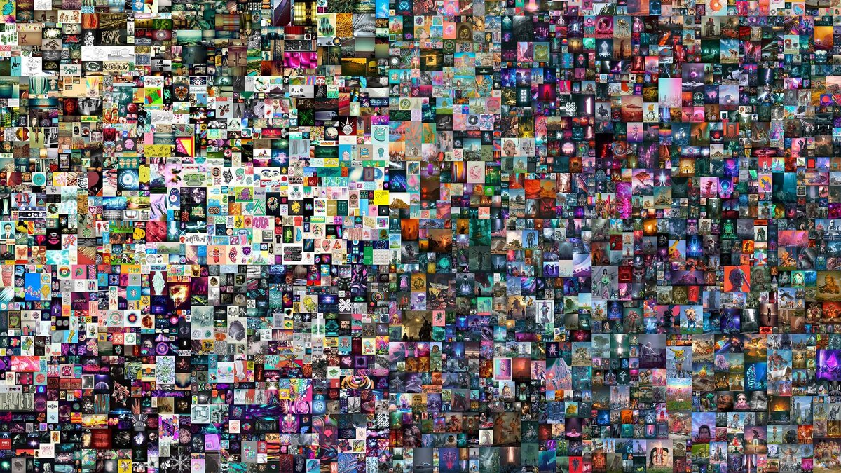 Так  выглядит работа EVERYDAYS: THE FIRST 5000 DAYS от художника Beeple,  которая была продана на аукционе в виде NFT-токена за 69 миллионов  долларов