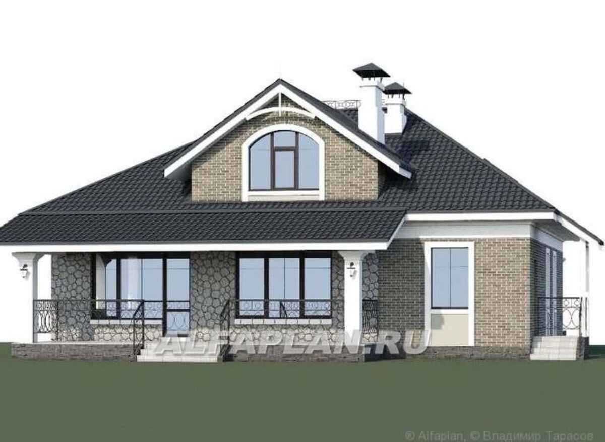 3. Фасады дома по проекту "Валдай" 306А, вид сзади на террасу