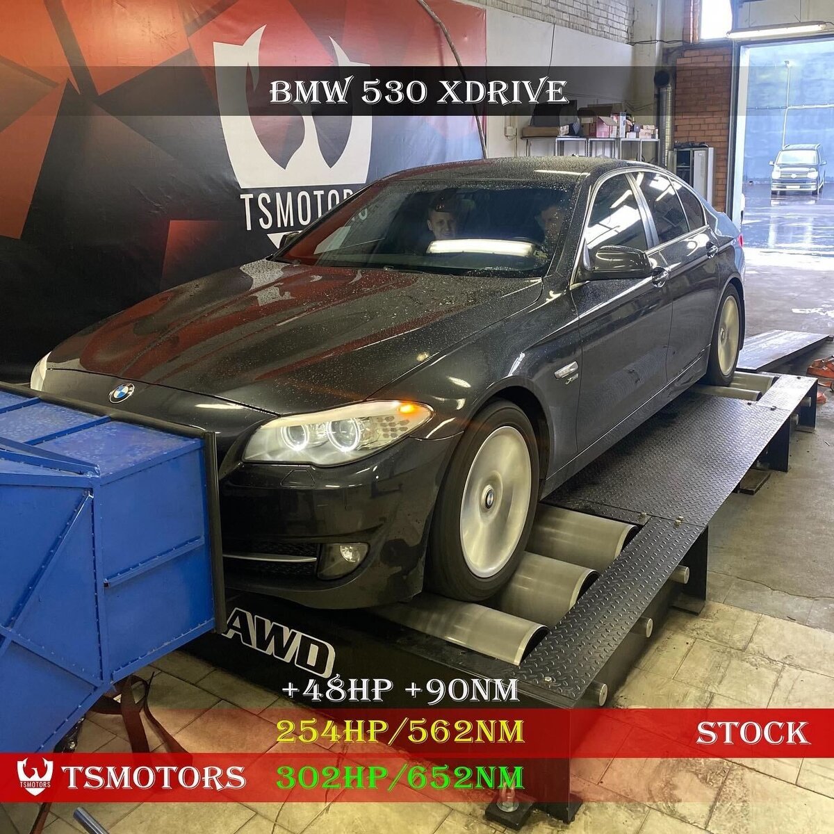 Результат после увеличения мощности в БМВ 530 XDrive