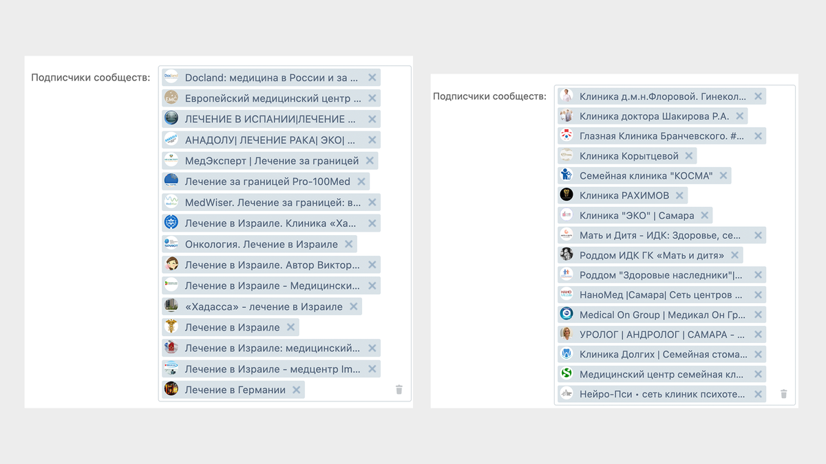Если регион большой, поработайте отдельно детские стоматологии, частные роддома