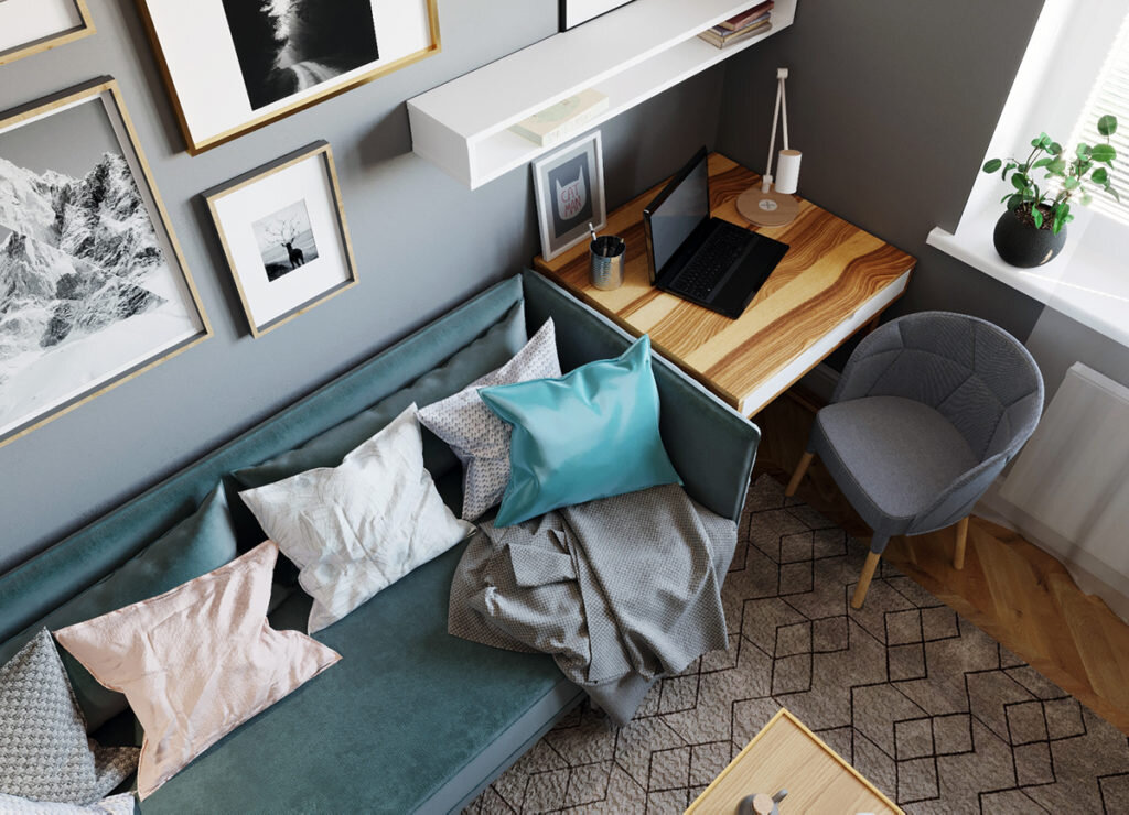 Сканди двушка с элементами классики. Уютный интерьер для семьи из двух человек