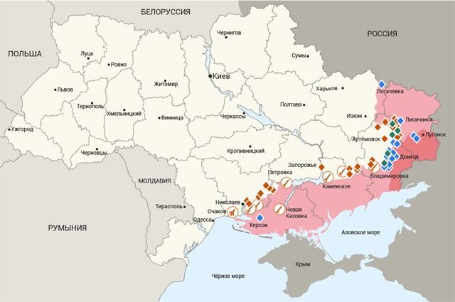    Где сейчас идут боевые действия на Украине? Инфографика