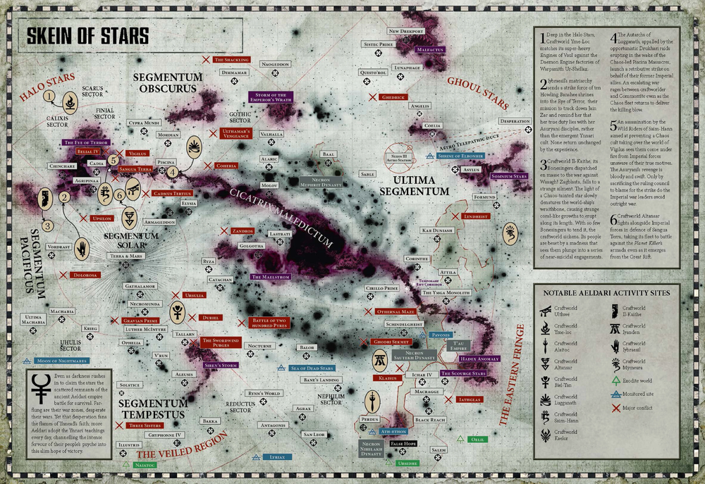 Известные местоположения миров-кораблей эльдар в Галактике после образования Великого Разлома и Эры Неодолимого крестового похода