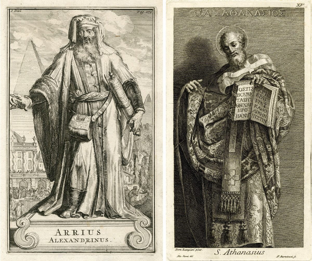 1) Пресвитер Арий. 2) Афанасий Великий.