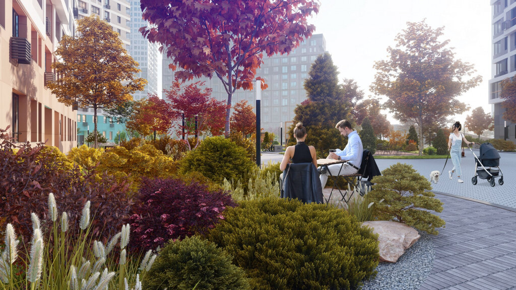 Двор-парк в новом ЖК на Сибирском тракте