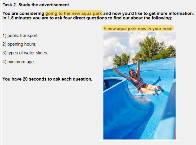 Пример задания 2 устной части  с прошлого экзамена ЕГЭ